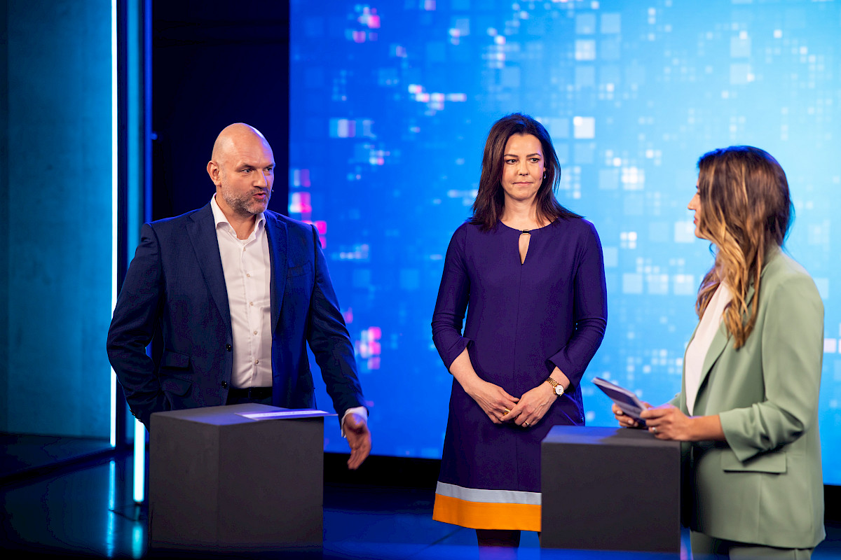 Im Gespräch: Katja Lewalter-Düssel, Vorständin Genossenschaftsverband und Marco Schulz, Vorstand Genossenschaftsverband